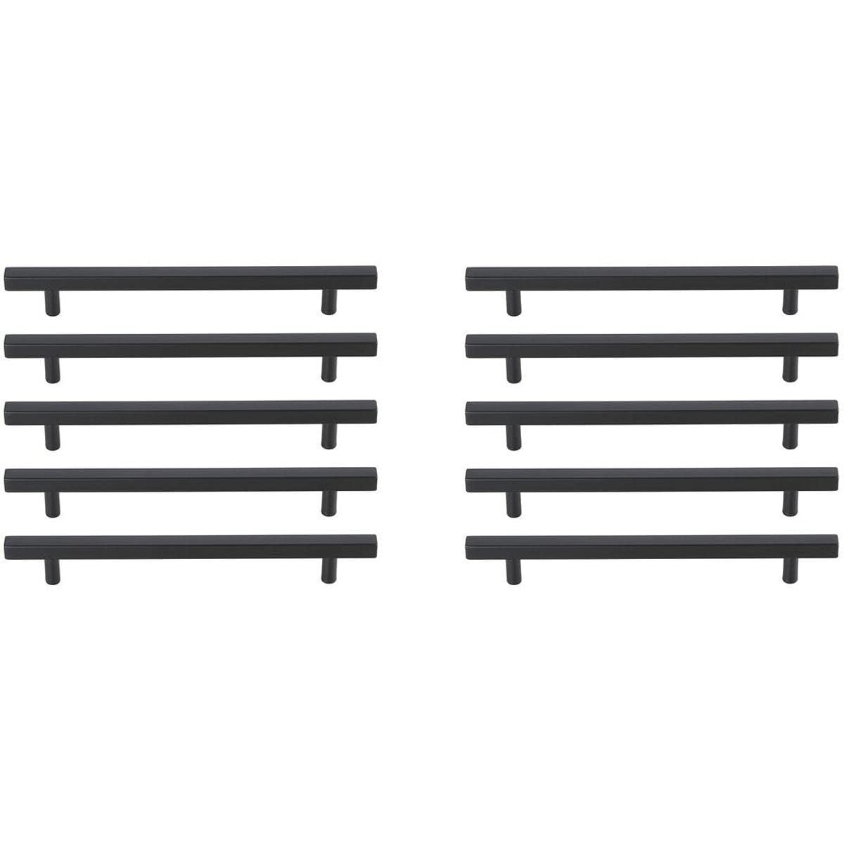 Tiradores De Barra Elegant Decor Dior Negro Mate 25,5 Cm, Set De 10
