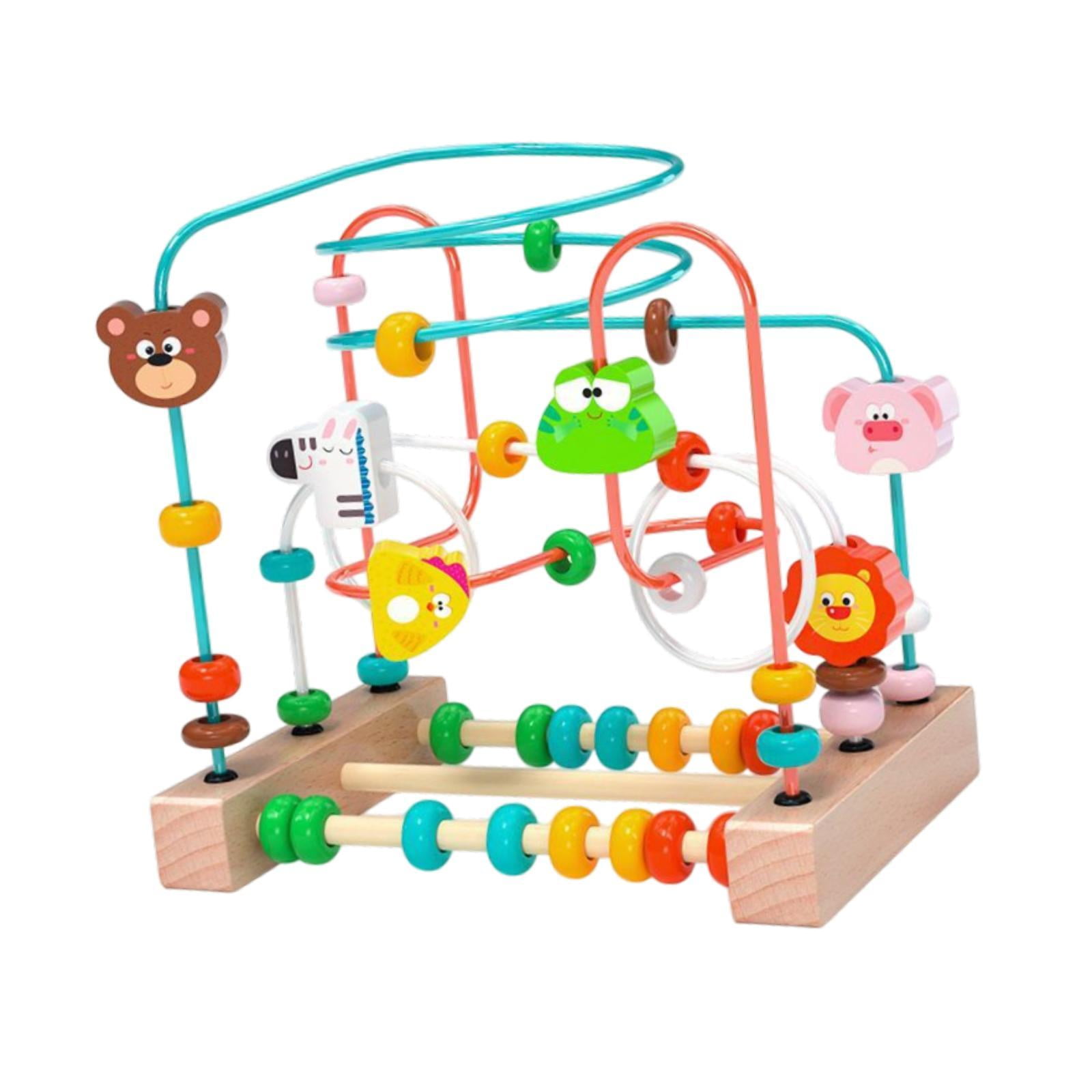 Magideal - Laberinto De Cuentas De Madera, Juguete Educativo Para Niños De 3 Años En Adelante, Montaña Rusa Colorida, Habilidades Motoras Preescolares, Animales,