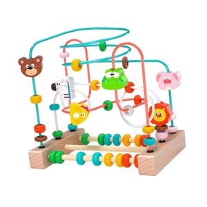 Magideal - Laberinto De Cuentas De Madera, Juguete Educativo Para Niños De 3 Años En Adelante, Montaña Rusa Colorida, Habilidades Motoras Preescolares, Animales,