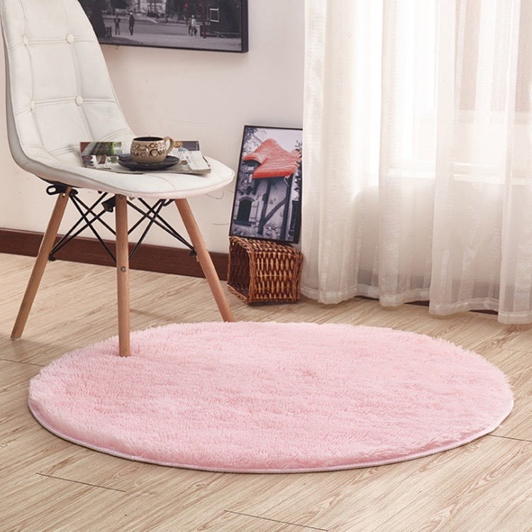 Bj Hogar - Alfombra Redonda 1 Metro Rosado Liso