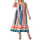 thumbnail image 2 of Vestido de Rayas Ajustable de Verano para Playa Maxi Cami de Talla Grande para Mujer de Agnes Orinda 4X Verde Rosa, 2 of 5
