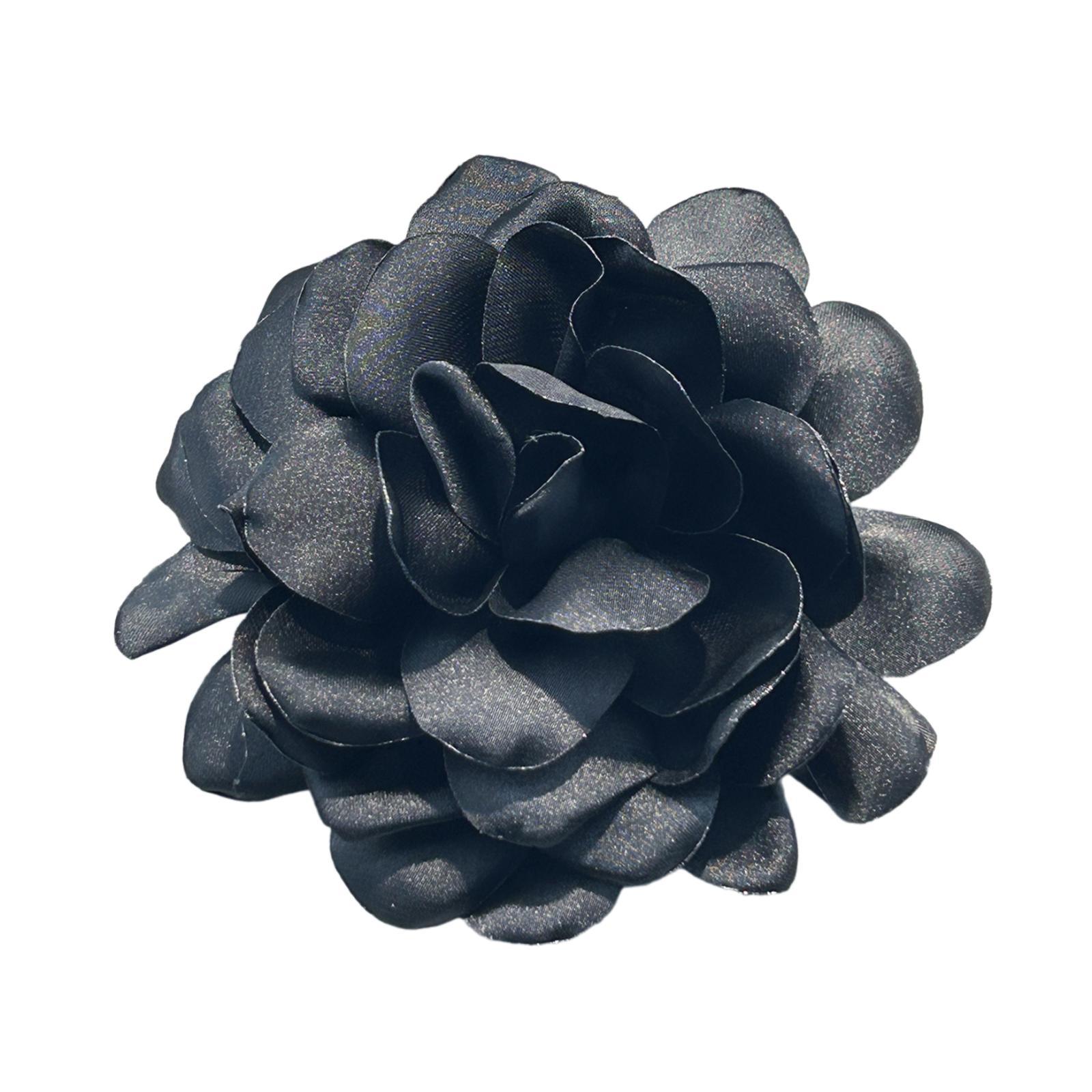 Ioensy - Broche De Flor De Tela, Broche Grande De Flor De Camelia Negra Para Vestido, Traje De Fiesta