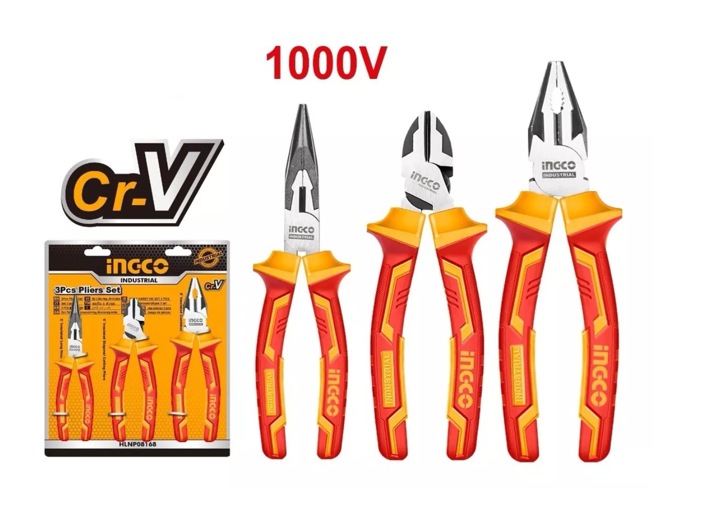 Set Juego De 3 Alicates Aislados Ingco Industrial Hikp28318