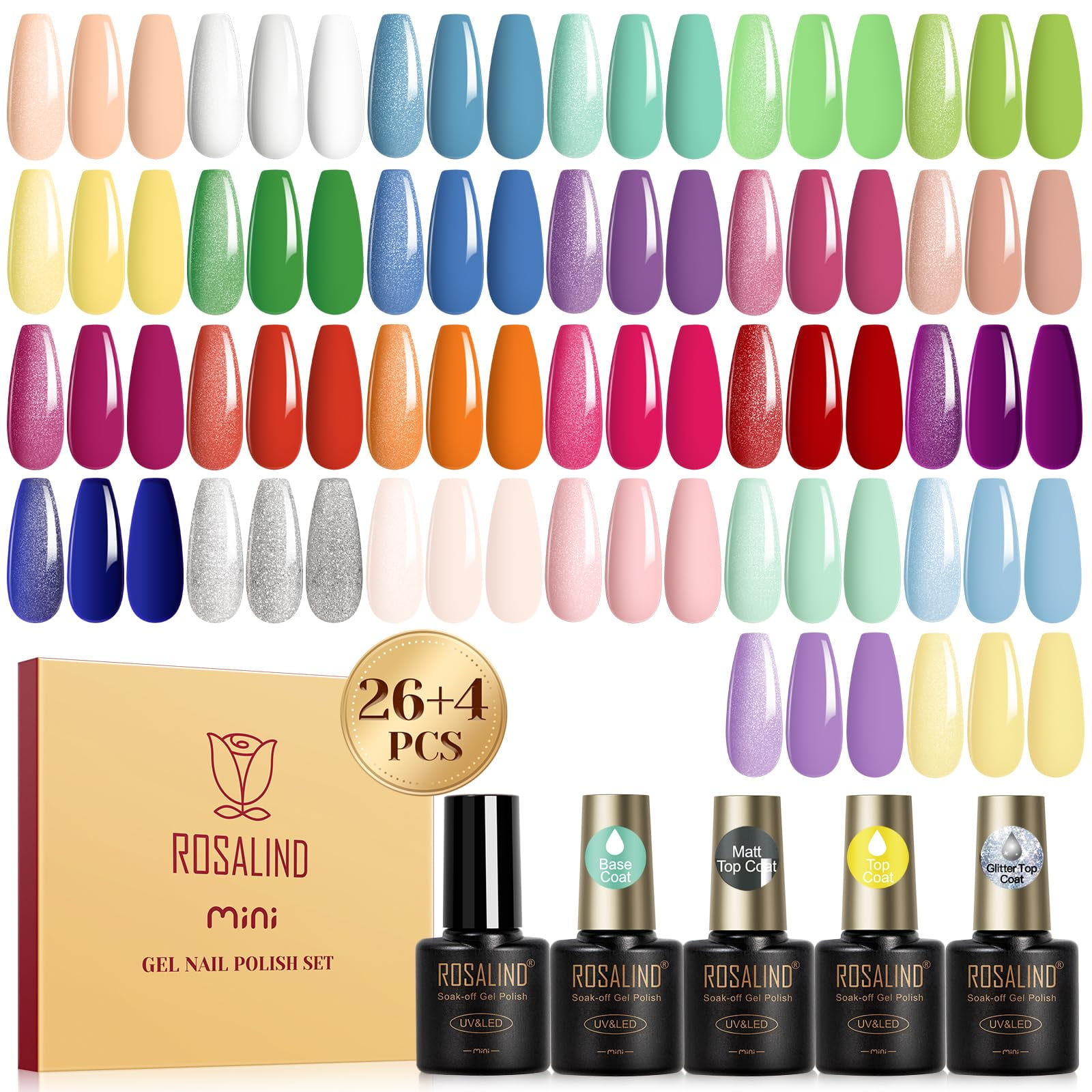 Set Esmaltes De Uñas En Gel Rosalind 30 Unidades
