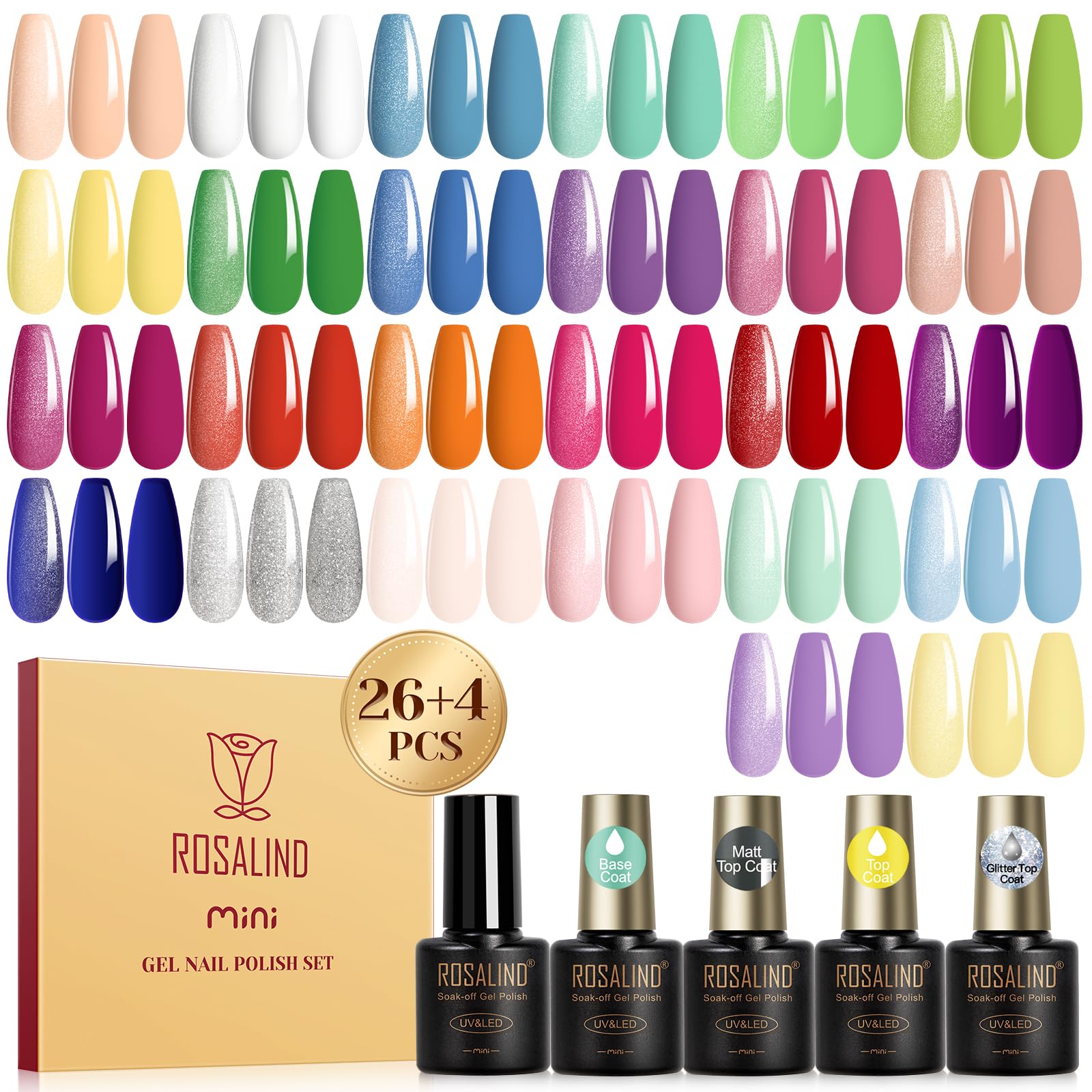 Set Esmaltes De Uñas En Gel Rosalind 30 Unidades