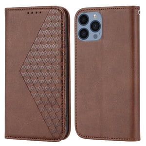 Funda Flip Foxdock Para Iphone 13 Pro , Estilo Billetera Con Diseño Rombo, Correa De Mano Y Soporte, Uso Diario