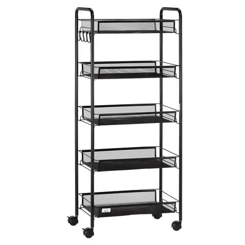Prochef - Carro Organizador Multiuso Acero Negro 5 Bandejas Removibles