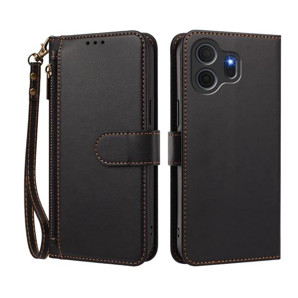 Funda Tipo Billetera para TCL NxtPaper 70 Pro con Soporte y Bolsillo con Cierre Negro