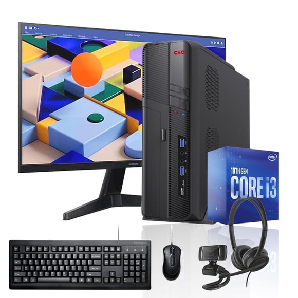 PC slim + MONITOR 24 + Perif: INTEL CORE i3 8gb 240Gb UHD 630 WiFi