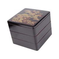 Magideal - Fiambrera Bento Box, Bandeja De Picnic, Bandeja Para Aperitivos De 3 Niveles, Almacenamiento De Alimentos Para Restaurante Rojo Y Negro, Caja Bento Ja Sin Bandeja Base