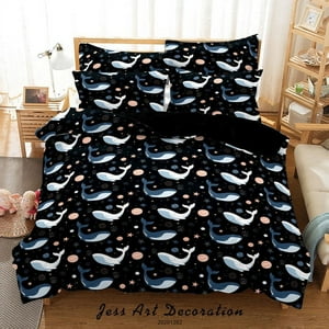 Milsleep - 3D Cartoon Océano Ballena Pez Patrón Dot Star Funda Nórdica Juego De Edredón Set