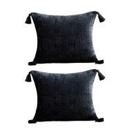 Genérico - Set De 2 Fundas De Cojin Chenille Con Borlas 45X45 Gris