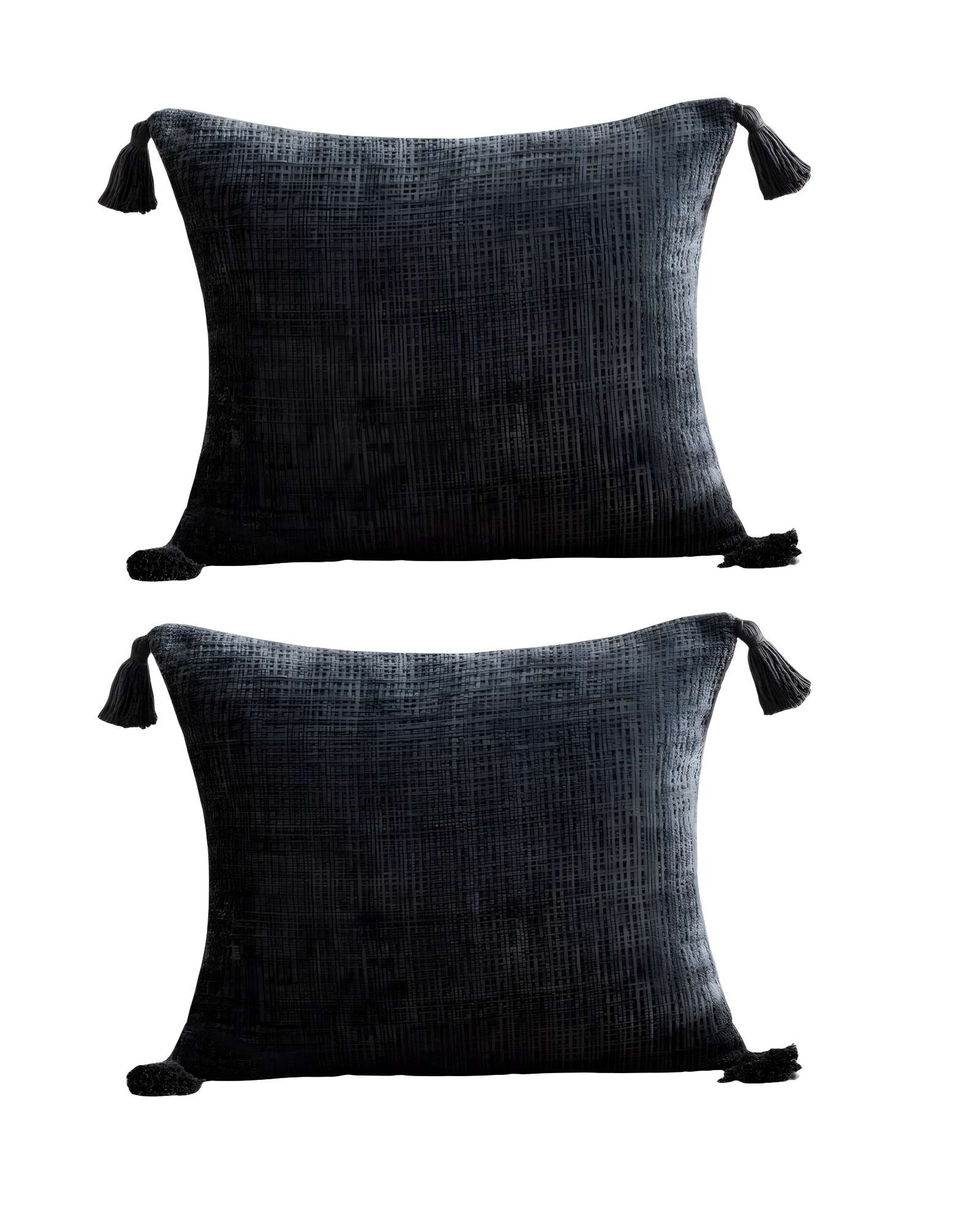 Genérico - Set De 2 Fundas De Cojin Chenille Con Borlas 45X45 Gris