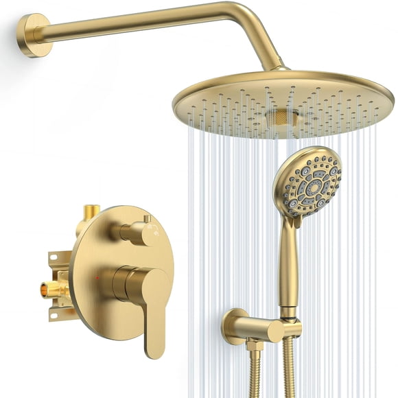 Grifo De Ducha Sr Sun Rise De 25 Cm Multifuncional En Oro Cepillado