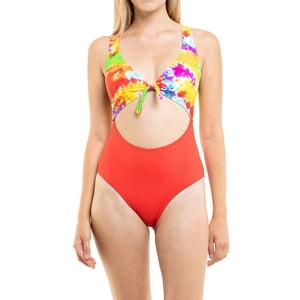 Samia - Trikini Con Nudo Ajustable Estampado Rojo M