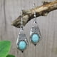 thumbnail image 1 of 1pair Boho Style Vintage Earrings with Turquoise - Ancient Silvery Design for Women and Girls, 1 of 5