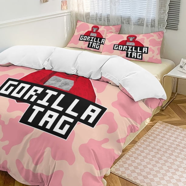 Pink Cow Prints Gorilla Tag Comforter Set Soft 3 Pcs Twin Bedding Sets Thicken for All Season