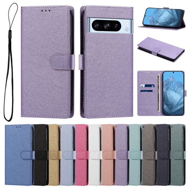 Funda Cartera de PU para Google Pixel 8 Pro con Tarjetas, Lila