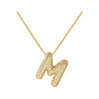 Magideal - Collar Con Letras De Burbujas, Collar Con Dijes, Aniversario, Día De San Valentín, Graduación, Alfabeto, Hip Hop, Collar Con Colgante De Diamantes De M