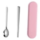 thumbnail image 2 of Utensilios De Acero Inoxidable Con Estuche Para El Lugar De Trabajo De Viaje Escolar 2pcs Rosa, 2 of 3