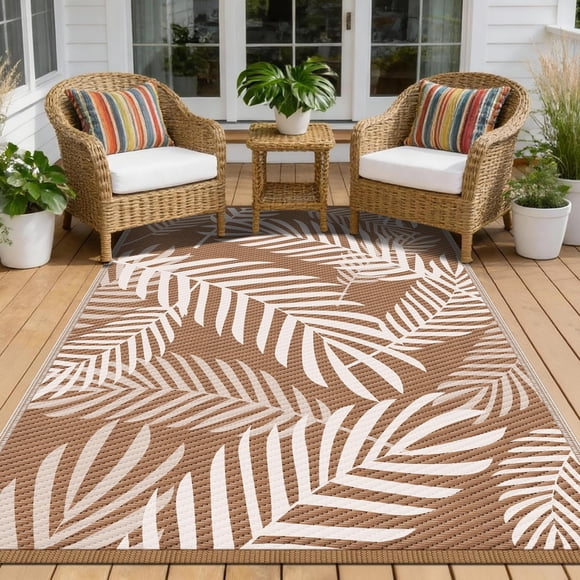 Alfombra Kohree 244x152 cm Impermeable Reversible con Diseño de Hoja