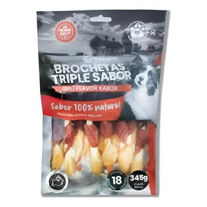 Genérico - Snack Brochetas Triple Sabor Mascotas Perros Adultos 18U.
