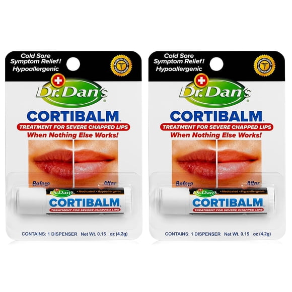 Bálsamo labial Dr. Dan's Cortibalm para labios secos y agrietados, paquete de 2