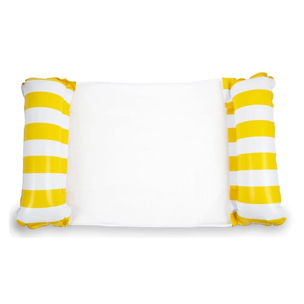 Salón flotante de PVC para piscina inflable, amarillo | Hamaca de agua multiusos, sillón de malla, vagabundo, sillín | Accesorios portátiles para piscinas para tomar el sol