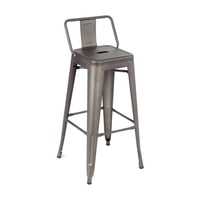 Tododescuento - Pack 4 Taburetes (Pisos) Tolix Plata/ 66 Cm, Respaldo Bajo