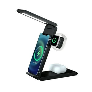 Genérico - Lámpara De Escritorio Plegable 4 En 1 Con Carga Inalámbrica De 15 W Para Varios Dispositivos-Negro