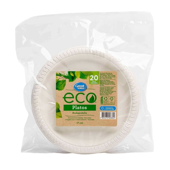 Plato Biodegradable 17 cm, 20 Un