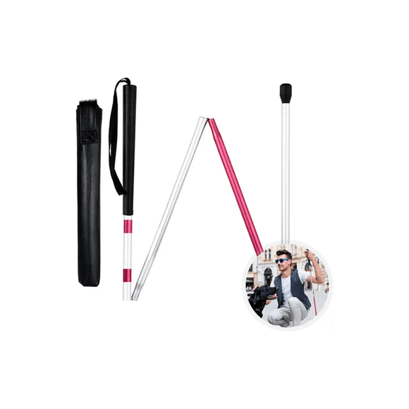 Bastón Ciego No Vidente Aluminio Plegable Rojo