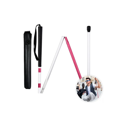 Genérico - Bastón Ciego No Vidente Aluminio Plegable Rojo