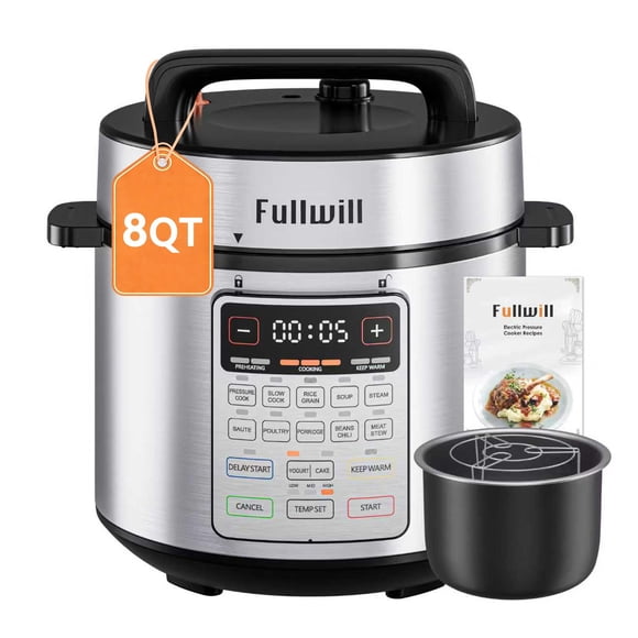 Olla a presión eléctrica Fullwill 8QT 1200W 12 en 1 con recubrimiento cerámico