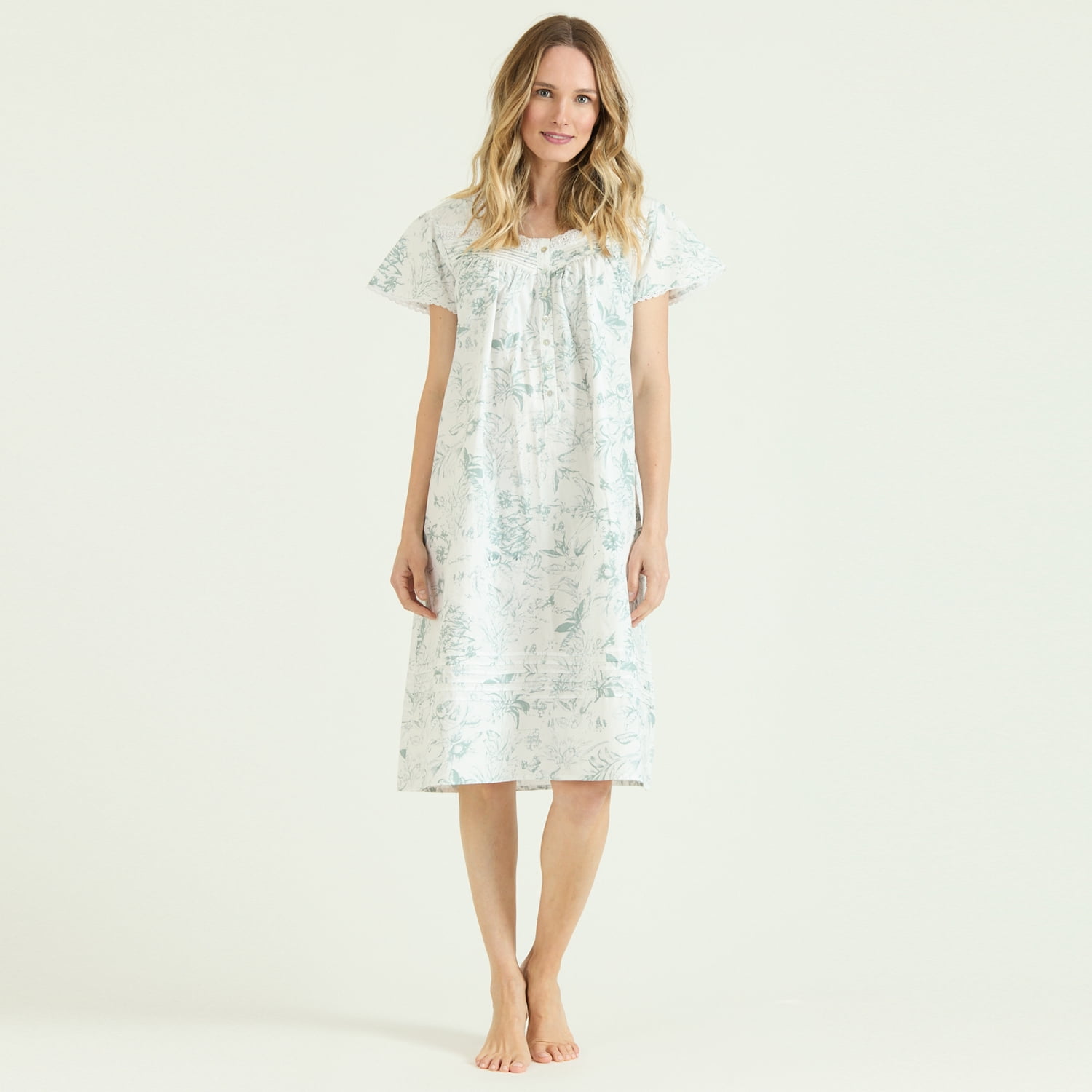 Bbz Barbizon - Camisa De Dormir Tradicional Maria Blanco Flor