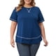 thumbnail image 1 of GRACIA Y GRANDEZA Camisetas de Verano para Mujer Tallas Grandes Manga Corta Cuello Redondo Suelto Casual Blusa de Punto Tops 2X Azul Marino, 1 of 5