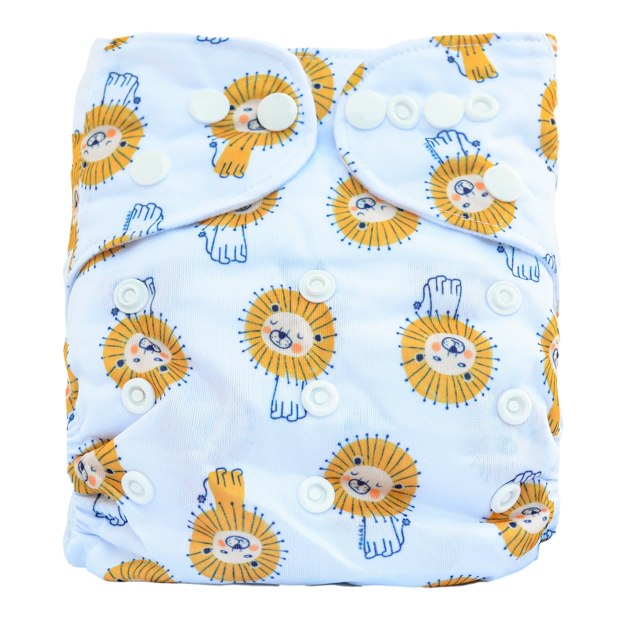 Pequelandia - Pañal De Tela Lavable - Leoncitos Fondo Blanco