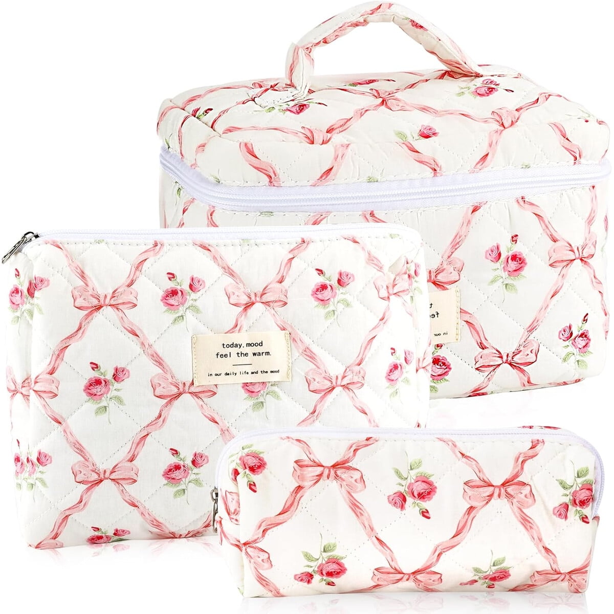 Set Neceser Maquillaje Urskytous 3 Piezas Acolchado Floral