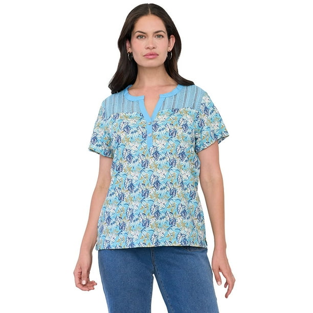 Polera Mujer Macramé Turquesa Tropical Corona
