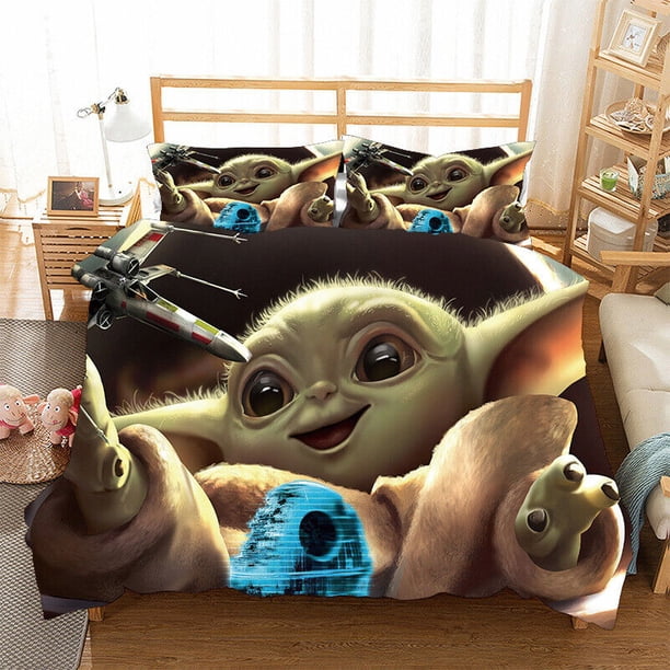 Baby Yoda Bedding Set Duvet Covers Comforter Cover Quilt Cover & Pillowcases3-Piece Bedding Set