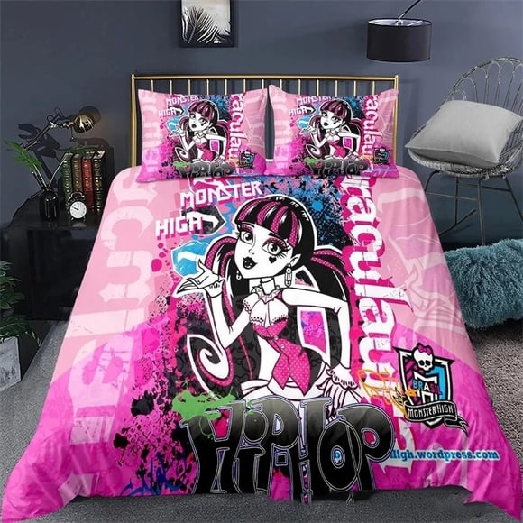 Monster High Bedding Set,Duvet Cover Comforter Bed Set Quilt Cover Pillowcase,King Queen Twin Size Boys Girls AdultsBed Sheets