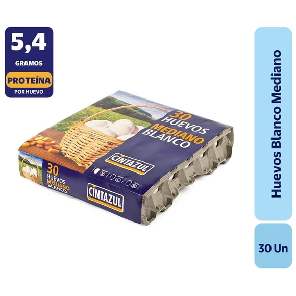 Huevos Tradicionales Mediano Blanco, 30 Un