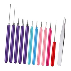 Magideal - Herramientas De Quilling De Papel Kit Ranurado Rolling Curling Needle Pen Pinzas De Decoración Colorida Para Herramientas De Proyectos De Bricolaje , 12X Pinzas Rectas