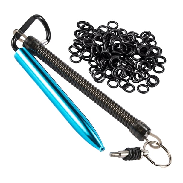 Herramienta Wacky Rig, Herramienta para Aparejos de Pesca, Accesorios para Aparejos de Pesca, Aleación de Aluminio con 100 Juntas Tóricas de Pesca, He lago azul