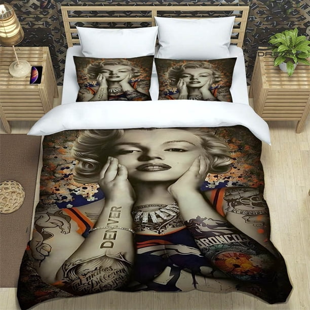 Beautiful Girl Marilyn Monroe Version Printed Full Bedding Duvet Cover Set 3-Piece Bedding Set (1 Duvet Cover + 2 Pillow Shams)