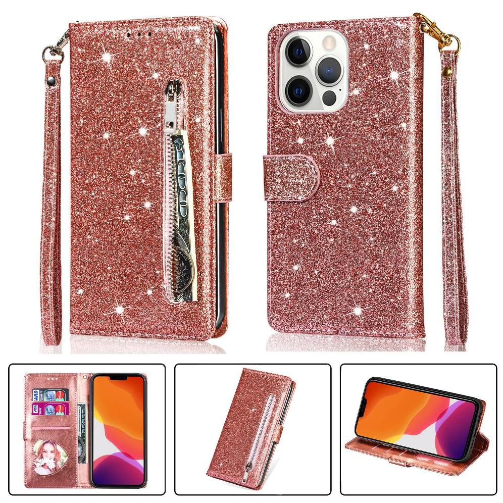 Foxdock - Funda Para Elegante Funda Iphone 13 Pro Glitter Con Cremallera-ideal Para El Uso Diario