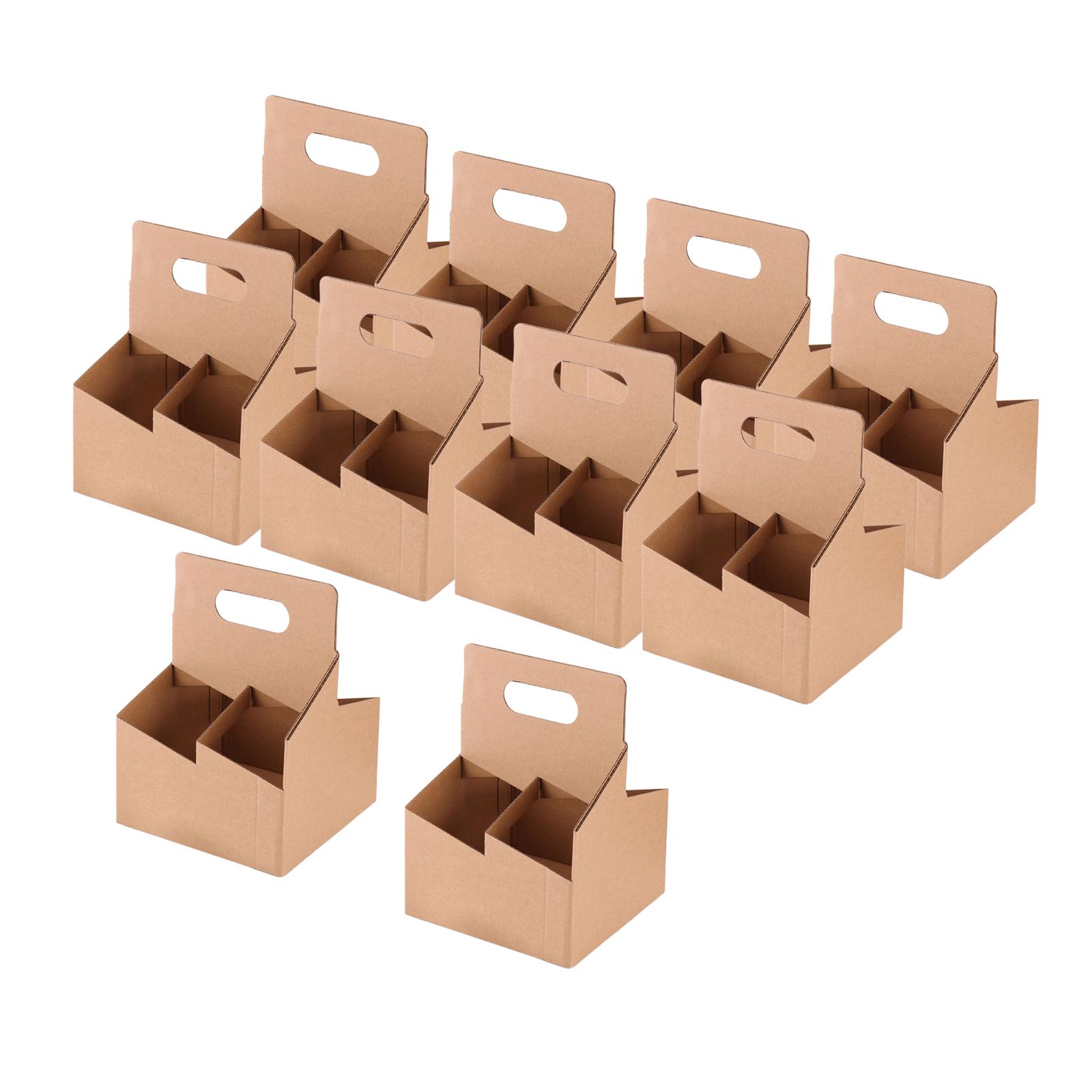 Magideal - 10X Portavasos De Cuatro Tazas Con Asa Para Llevar, Soporte Para Tazas De Café, Portavasos Plegables Para Té De Burbujas, Jugo, Bebidas De Café Helado 16Cmx18Cmx24Cm