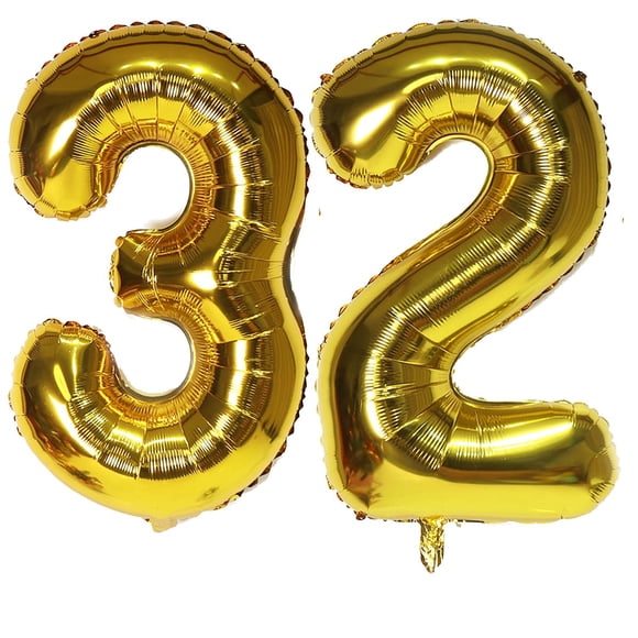 Globo Con Número 32 Dorado 40 Pulgadas Para Decoración De Fiestas