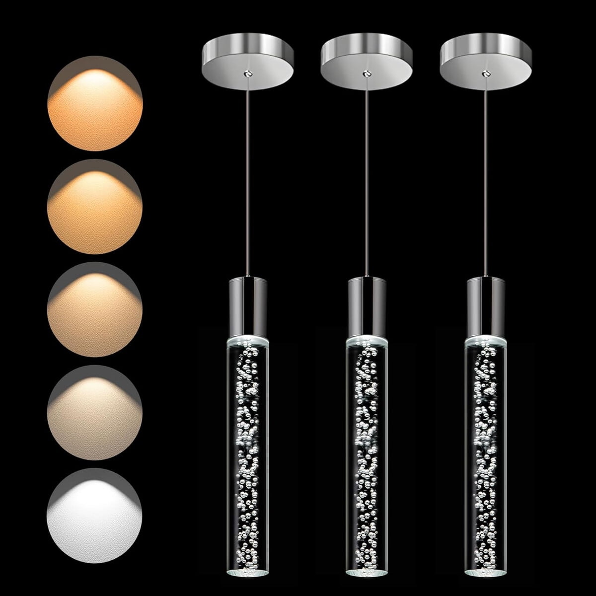 Ajbvp - Lámpara Colgante Led 5cct Regulable 3 Unidades 9w