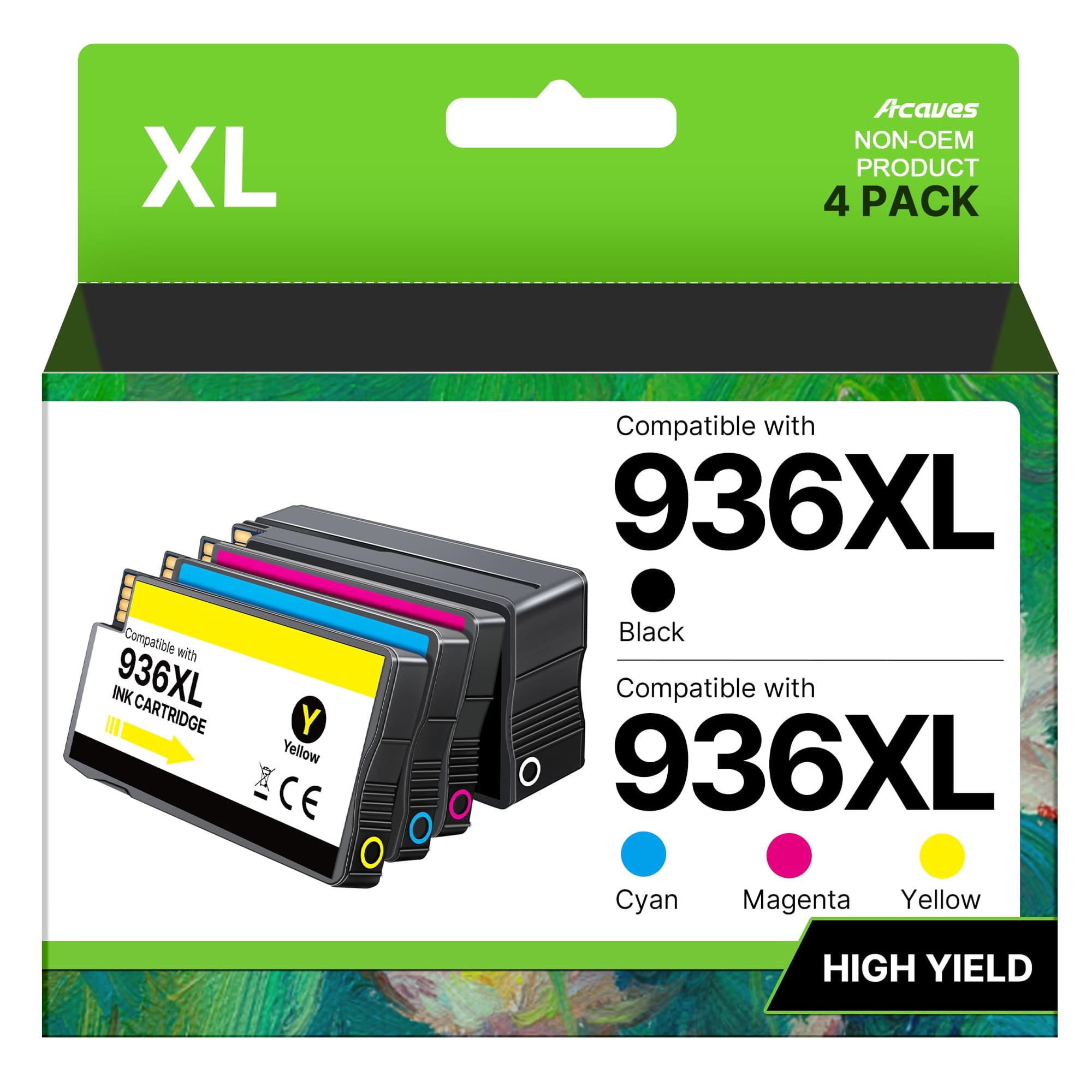 Cartuchos De Tinta Acaves 936e High Yield 936xl Para Impresoras Hp